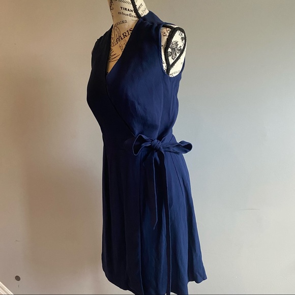 SANDRO PARIS Sleeveless navy Wrap Dress Embroidered back in size 1 or Small EUC - Picture 6 of 10